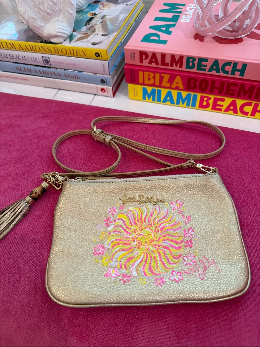 Lilly Pulitzer Cruisin Crossbody Gold Metallic Custom Painted Collector